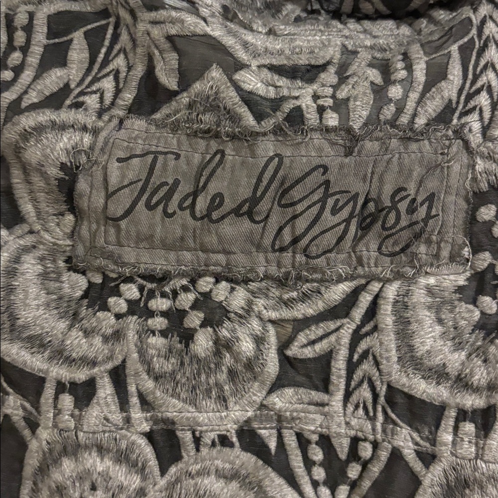 Women's Black Floral Button-Up Jacket - Picture 6 of 7